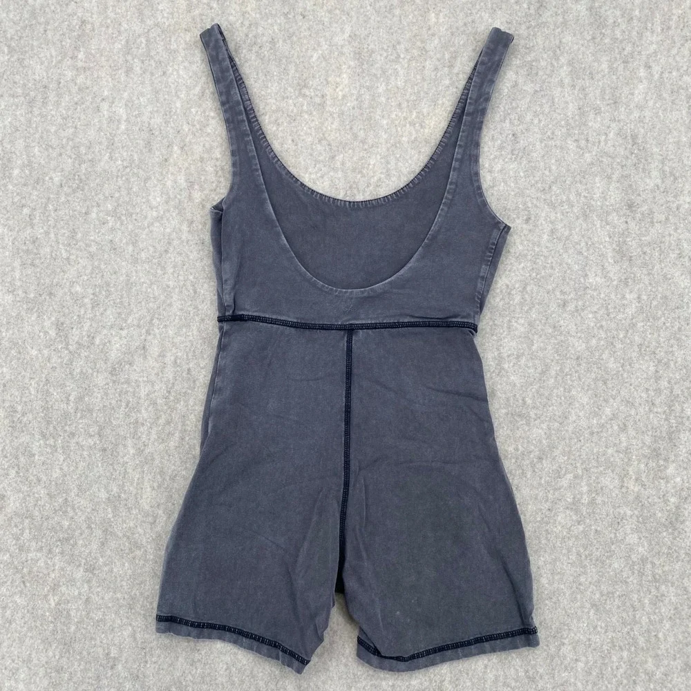 Shortie Bodysuit XS Grey Mineral Wash Urban Outfitters